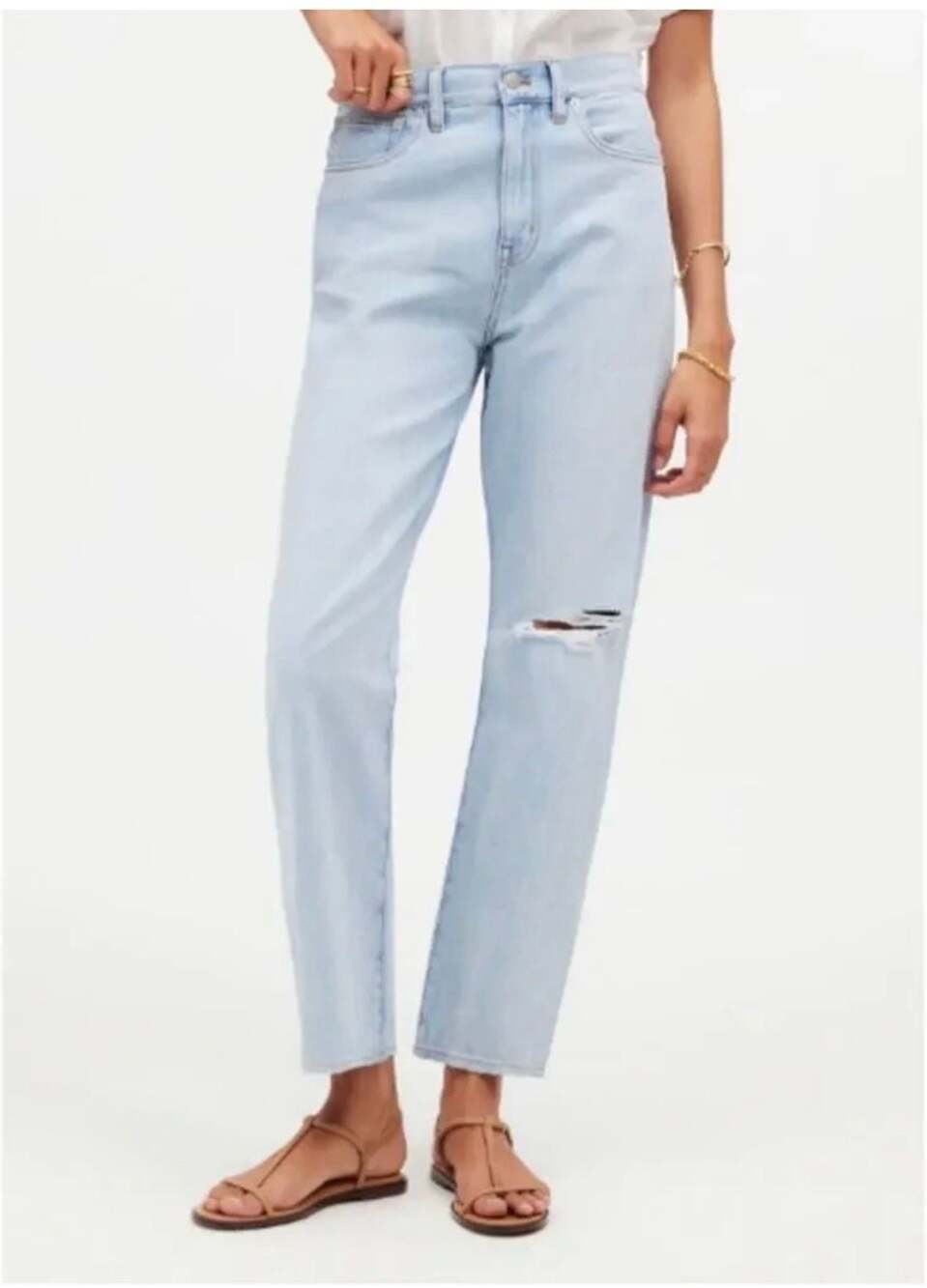 Madewell '90s Straight Crop Distressed Jeans Size 26